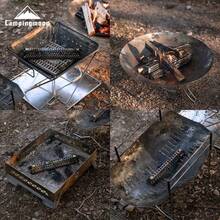 CAMPINGMOON 新品上市 蜂窝镂空燃烧辅助工具 烧烤配件 露营装备 可重复使用金属柴火 不锈钢 A4-CS/A4-CM /A4-CL - 銀色 - 查看 4