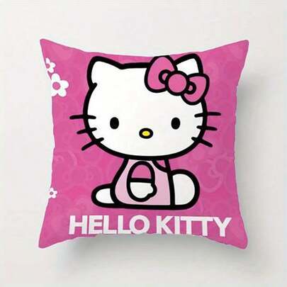  1PC Sanrio Cute Hello Kitty Pink Throw Pillow - Cozy Sofa Cushion, Ideal For Home & Office Decor - The Perfect Gift Choice - Single-Sided Print (Cover Only, No Insert) - Soft Decorative Cushion Cover