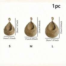 Bộ 3 giỏ treo đan thủ công, làm từ chất liệu vải lanh cao cấp, kiểu đan móc, có vòng treo, thoáng khí và bền chắc, thích hợp để đựng trái cây, rau củ, tỏi và hành tây, tuyệt vời cho trang trí nhà bếp và tường nhà, phong cách Bohemian. - Xem 9