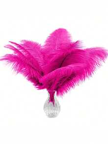 5pcs/Set 20-25cm Colorful Artificial Ostrich Feathers, Craft Supplies, Wedding Decoration, Handmade Accessories, Tabletop Centerpiece, Carnival Decor - Multicolor - View 5