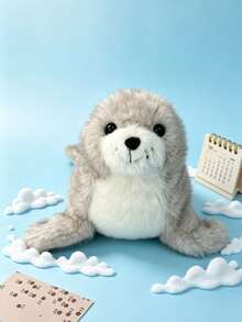 1 pieza Peluche de foca gris de 30cm/11.81 pulgadas, Peluche de foca gris, Criatura marina realista de peluche, Imprescindible para la decoración del dormitorio, Juguete de peluche suave, Regalo para niños y novias, Adecuado como regalo de vacaciones - Caqui - Ver 5