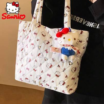  Túi tote lớn in hình Hello Kitty của Sanrio, túi mua sắm gấp gọn tái sử dụng dễ thương, túi đeo vai bằng nylon nhẹ bền, rộng rãi đựng được mọi thứ cho du lịch, trường học, công sở, mua sắm, quà tặng lý tưởng cho Lễ Phục Sinh/Sinh nhật/Ramadan/Ngày Valentine/Ngày của Mẹ.
