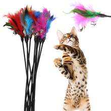 1pc/5pcs Amusing Kitten Interactive Toys, Colorful Cat Teaser Wand Toys, Pet Feather Chaser Wand Toy, Random Multiple Colors - Multicolor - View 10