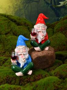 1pc Dwarf Drinking Statue - An Interesting Creative Design, Holding A Wine Glass, Suitable For Indoor And Outdoor Use. Great For Placement In Yards, Gardens, Living Rooms And Entryways. A Creative Gift Choice, Non-Food Contact. - Multiple Styles - View 2