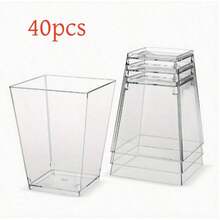 Bộ 100/50/40/30/20/10 chiếc cốc tráng miệng vuông cao cấp - Cốc tráng miệng trong suốt có thể tái sử dụng, cốc mousse hình thang trong suốt, cốc pudding, cốc thạch, cốc bánh, cốc vuông, thích hợp cho các lễ hội, tiệc tùng, Halloween hoặc Giáng sinh. - Trong sáng - Xem 13