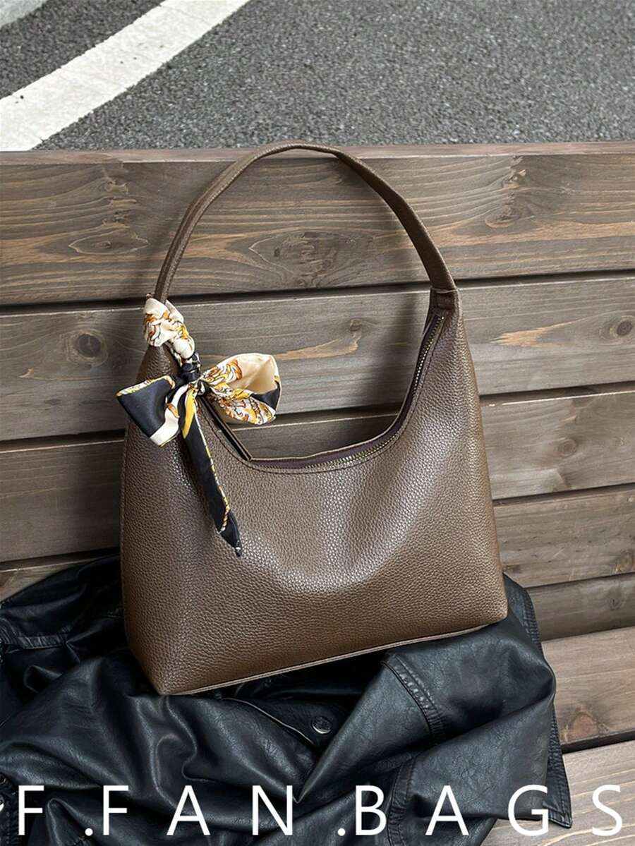 2026新款韩版简约休闲围巾，大容量通勤手提包，奢华质感 - 咖啡 - 查看 1