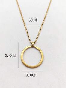 1 pieza Collar con colgante de círculo de acero inoxidable chapado en oro de 18K, de uso diario, versátil y de lujo con estilo - Multicolor - Ver 4