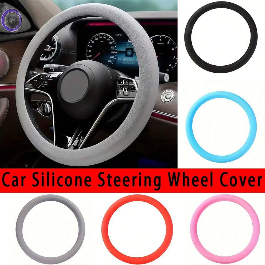 Soft & Comfortable Silicone Steering Wheel Cover - Fits Most Car Steering Wheels, Non-Slip Stretchable Protective Cover, Enhanced Elastic Grip, Easy Installation Durable Car Interior Accessory