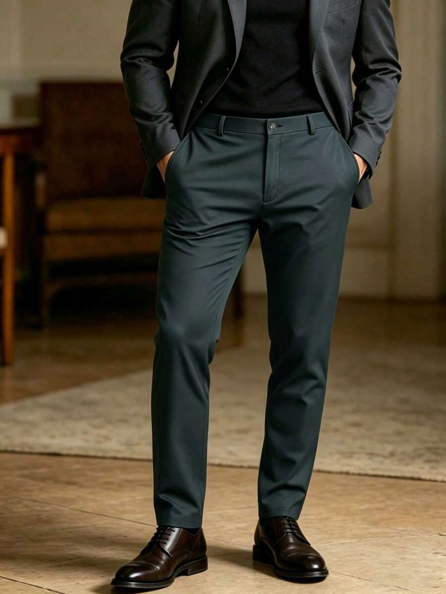 Men's Solid Color Business Commute Suit Pants