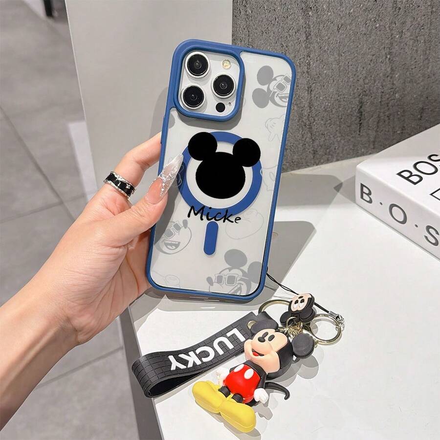 This Disney Mickey Mouse Pattern Lanyard Phone Case Features A Strong Magnetic Closure And Full Coverage Of Acrylic And TPU Material. It's Shockproof, Lightweight, And Suitable For IPhone17/16/11/13/15/15 Plus/15 Pro/15 Pro Max/12/14 Pro Max/11 Pro Max/12 Pro/12 Pro Max/13. It's A Popular Birthday Gift, Business Gift, Durable, Stain-Resistant, And Fingerprint-Resistant New Phone Case For Men And Women. It Also Includes A Mickey Mouse Phone Case And Mickey Mouse Doll Bracelet. Compatible With SamsungGalaxy S20, S21, S22, S23, And S24 Series. It's The Perfect Gift For Friends And Family. This Stylish Phone Case Is Fun, Lightweight, And Durable. IPhone17 Pro Max Phone Case, Minnie Phone Case. - Màu xanh lam - Xem 1