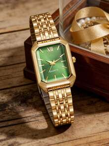 Reloj de cuarzo de esfera cuadrada de moda casual, adecuado para uso diario, vuelta al colegio, cumpleaños, fiesta, vacaciones, excelente para uso personal o como regalo a amigos - Verde - Ver 8