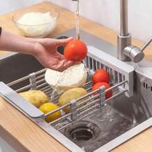 Giá lọc rác bồn rửa nhà bếp bằng thép không gỉ, giá để ráo nước rau củ khi rửa chén. - A - Xem 4