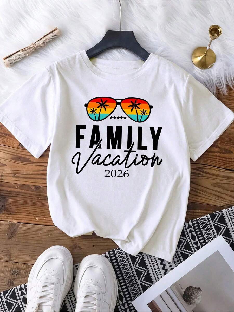 Women's Unique Ink-Embossed Travel Print Short-Sleeved T-Shirt White Vacation - White - View 1
