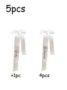 5/1pc White Ribbon Decorations For Wine Glasses, "Bride" "Bridesmaid" Text Decor For Wedding Party Glasses, Wedding Candle Decor, Wedding Atmosphere Decor, Bride & Bridesmaid Wrist Ribbons, Elegant Wedding Wine Bottle Decor Ribbons, DIY Wedding Decorations, Suitable For Wedding Party, Bride & Bridesmaid Wrist Ribbons, Holiday Decor, Wedding Wine Glass & Bottle Decor, Bride & Bridesmaid Decor Ribbons - Type B - View 12