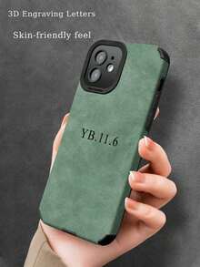 1pc Customized Font Faux Fur Texture Phone Case, Eternal Phone Case, Meets Personalized Needs! Compatible With Apple 17Air, 17promax, 11/12/13/14/15/16/PROMAX, Can Be Used As Gifts And Daily Use, Phone & Accessories, Seasonal Selection, Fashionable Personalized Phone Case, Boyfriend, Girlfriend, Family, Friends, Grandparents, Couples, Anniversary, Birthday - Green - View 3