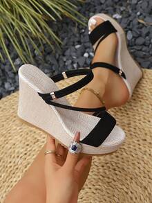 New Summer Platform Wedge Sandals, Multi-Function Thick Sole Waterproof, Flattering Height Increase - Black - View 3