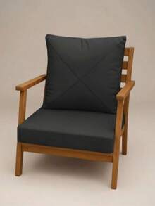 Special Stitched Cushion Set For Rattan Garden & Balcony Chairs – 2 Pieces Seat & Back Cushion Set 50x50x7 50x50 - Dark Grey - View 4