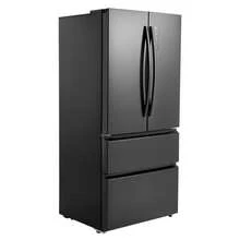 French Door Refrigerator, 18.9 Cu. Ft. Kitchen Fridge, Counter Depth French Refrigerator With LED Display And 4 Casters, Frost-Free Bottom Freezer Refrigerators For Home & Commercial Use, Black - Black - View 8
