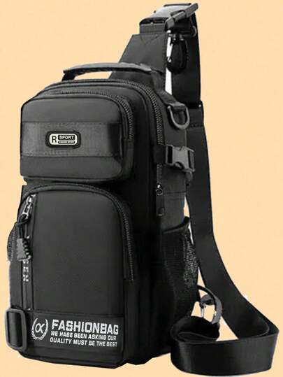 Men's Tactical Water-Resistant Sling Chest Bag, Multifunctional Crossbody Shoulder Bag, Outdoor Sport Daypack With Molle Design, Durable Nylon Sling Bag For Hiking & Daily Use