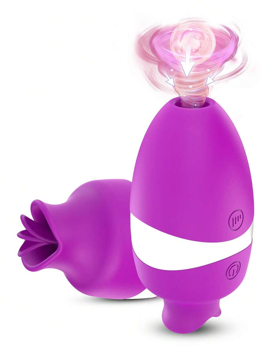 Licking Vibrator, Tongue Licking Clitoral Sex Toy, Sucking Stimulator, 2-In-1 Adult Female Toy, Oral Sex Licking Clitoral Sex Toy, Sucking And Licking Vibration With 7 Vibration Speeds & Clitoral Sucking Tongue Vibrating Sex Toy. - Purple - View 1