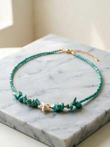 1件 Esbbela 波西米亚天然石+海星吊坠项链，手工串珠可调节16+2英寸颈链，适合夏季海滩、日常佩戴和送礼。 - 海星 - 查看 10