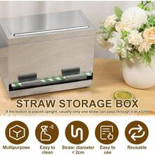 Straw Dispenser Holder, Stainless Steel Straw Dispenser With Lid, Reusable Storage Box For Restaurant Home Bar To Storage Unwrapped Straws - Default - View 5