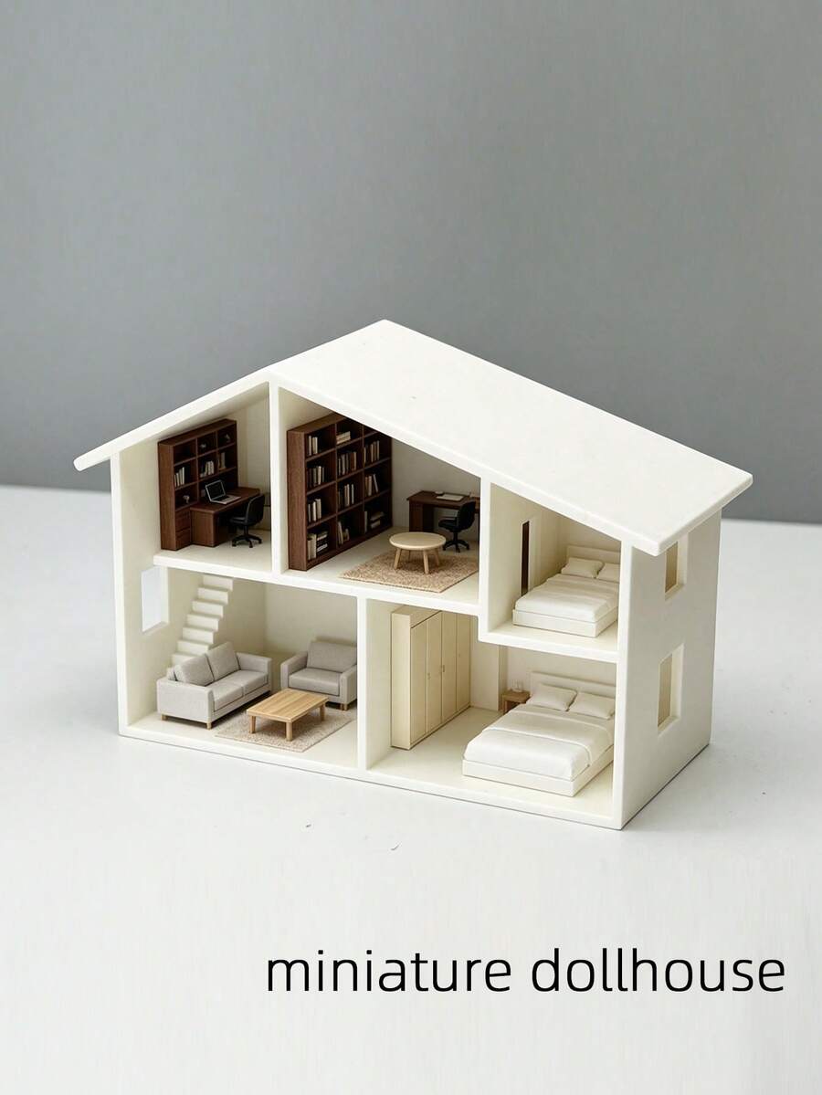 Casa de modelo en miniatura, marco de casa de modelo mini, pequeña habitación divertida y decorable (decoraciones no incluidas) herramienta de renovación de simulación DIY - casa modelo - Ver 1