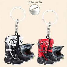 1 chiếc mặt dây chuyền trang trí Giáng sinh hình mũ bảo hiểm xe máy, đồ trang trí treo xe hơi, phụ kiện móc khóa [Hình phẳng 2D] - A - Xem 3