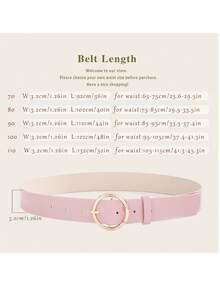 1pc Women's Pink Geometric Buckle Casual PU Leather Belt, Handmade Luxury Minimalist Design, Suitable For T-Shirt/Dress/Shorts, Everyday Wear And Holiday Gift - Pink - View 7