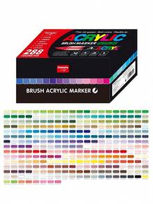 Multi-Color Soft Tip Acrylic Marker Pen Set, Large Capacity Soft Tip, Suitable For Student Painting And Art Coloring Books, DIY Graffiti Hand-Drawn Doodle Filling White Black Gold Silver Stackable Opaque Paint Markers - Multicolor - View 12