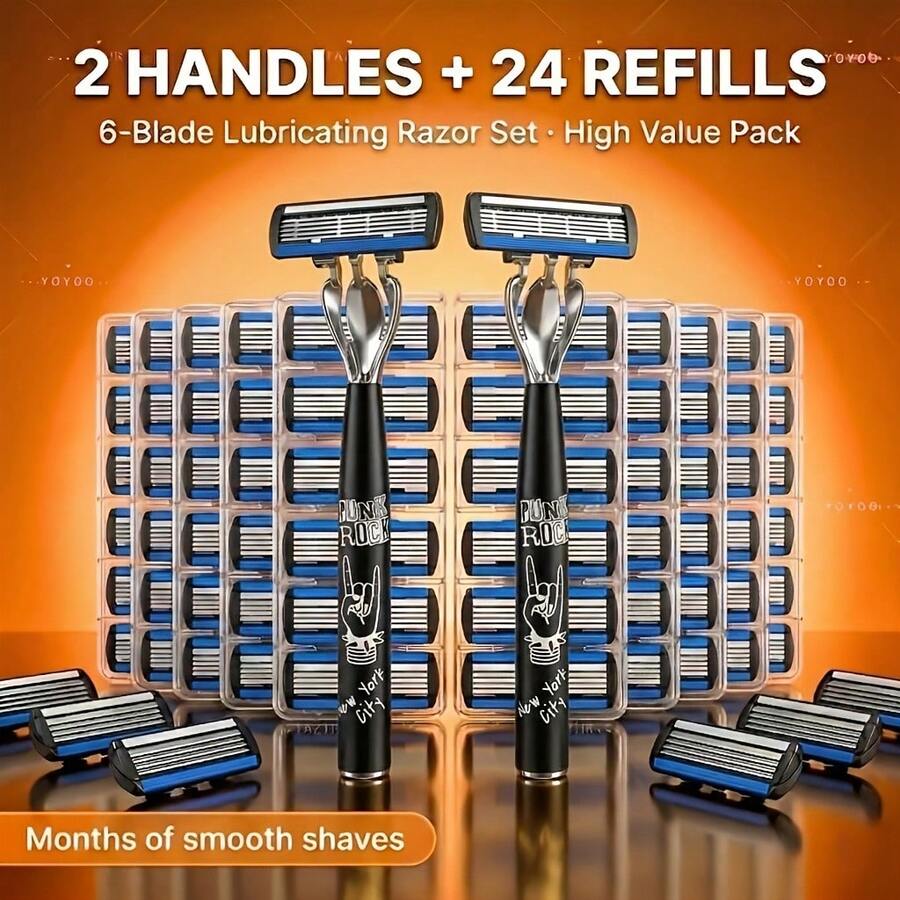 Orange Men's Manual Razor: Brand-New Blade Heads For A Clean Shave With ...