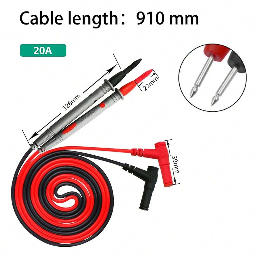 20A 1000V Multimeter Test Leads, Digital Multimeter Head With Needle Pins, Cable And Pen Kit, Multimeter, Voltmeter, PVC Test Kit. PL2L - Silver - View 1