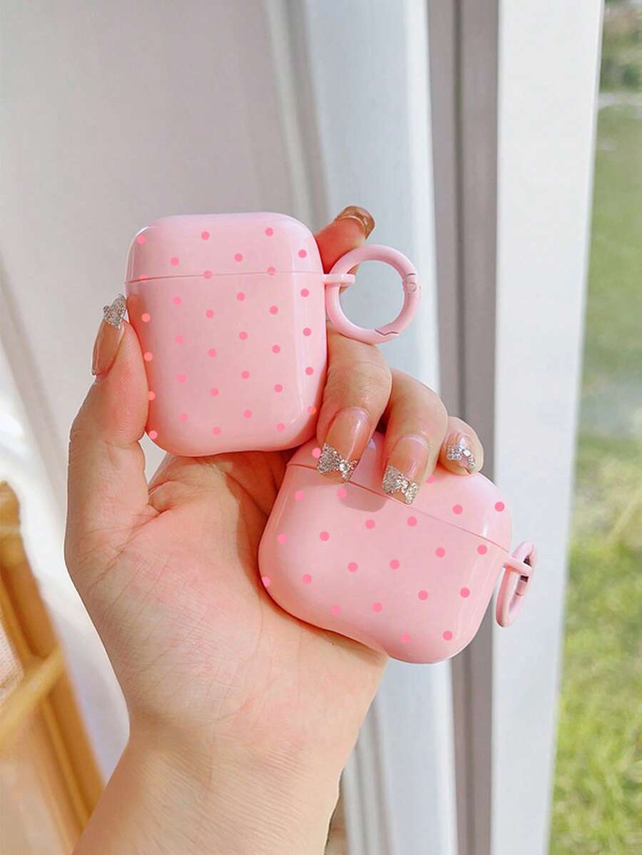 Ốp bảo vệ tai nghe chấm bi hồng dễ thương, chống rơi vỡ kèm móc khóa, phụ kiện nữ tính, tương thích với 1/2/Pro/3/Pro 2/4/Pro 3 - Hồng - Xem 1