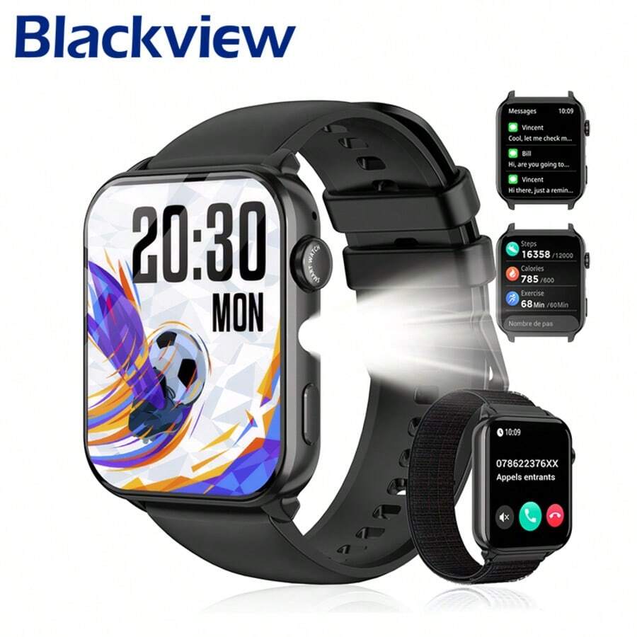 Unisex Smartwatch,Sports Watch With LED Flash Light, IP68 Waterproof For Phones/Android, Fitness Watch With Heart Rate Monitor Sleep Tracking Step Counter Calorie Counter Blood Pressure Monitor, 10 Days Battery Life, Hiking Gift For Men Orwomen