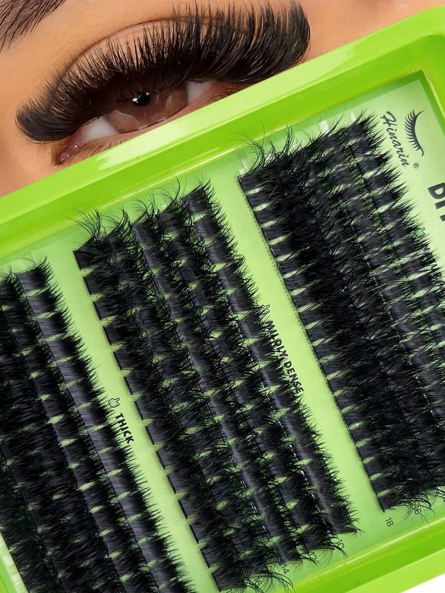 245 piezas Extensiones de pestañas individuales naturales con rizo D, clusters de pestañas esponjosas y suaves, extensiones de pestañas individuales con efecto dramático para realzar los ojos, para hacer en casa