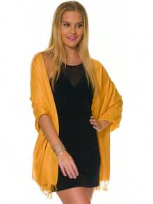 Shawls And Wraps Evening Dresses, Large Soft  Wedding Shawl - Light Gold - View 3