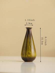 1个创意裂纹釉陶瓷小花瓶，陶瓷花瓶，适用于家居办公室桌面装饰，插花花瓶，客厅玄关水培干花架 - 綠色花瓶 - 查看 18