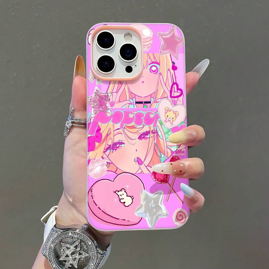 Collage de anime kawaii rosa de Marin Kitagawa.funda de teléfono Fundas compatibles con ,Apple,VIVO,OPPO,,, y Honor.Fabricadas en silicona TPU,ofrecen protección contra golpes y caídas. - Rosa - Ver 1