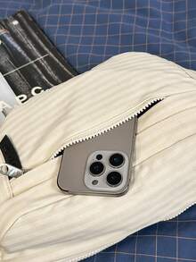 Women's Solid Color Fashion Versatile Casual Waist Bag - White - View 5