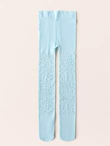 1pc Girls' Rhinestone Embellished Solid Color Tights, Suitable For All Seasons - Multicolor - View 21