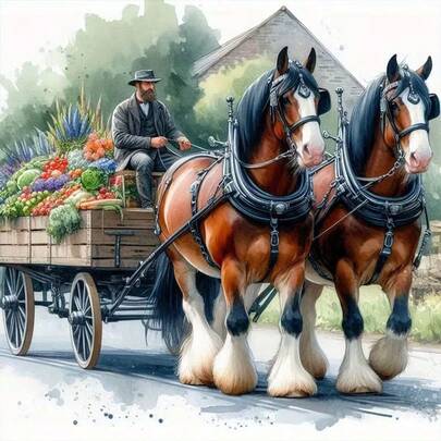Bộ tranh đính kim cương 5D tự làm mới - Ngựa Clydesdale, Tranh khảm kim cương acrylic, Tác phẩm nghệ thuật trang trí nhà cửa cho phòng khách, phòng ngủ, Quà tặng cho mẹ, Không khung