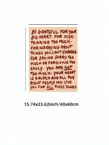 1pc Frameless "Thank You For Your Kind Heart" Hand-Drawn Typography Quote Print Wall Art, Dorm Room Party Decoration Best Gift, Back To School, Room Decor Bedroom, Funkyposters - Font - View 15