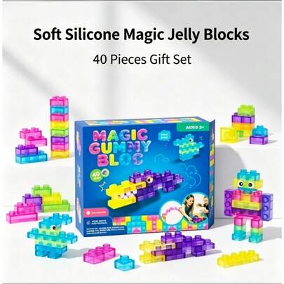 Soft Silicone Jelly Building Blocks, Squishy Gummy Blocks For Kids