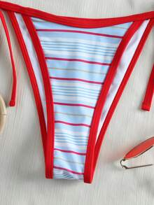 Bộ bikini buộc dây hở lưng kẻ sọc đỏ dành cho nữ, dễ thương cho bãi biển, tiệc sinh nhật, chất liệu co giãn thoải mái, đồ bơi thanh lịch, phù hợp cho mùa hè, kỳ nghỉ của phụ nữ, du lịch biển, lễ hội, tiệc tùng, các hoạt động trên bãi biển và hồ bơi, và những ngày đi biển và bơi lội thời trang. - Nhiều màu - Xem 5