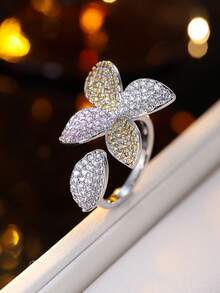 1pc Dainty Floral Open Ring, Suitable For Parties, Music Festivals, Finger Wear - ring - View 5