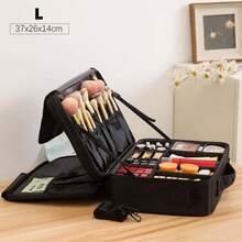 Waterproof Professional Makeup Case, Cosmetic Storage Box With Mirror, Makeup Brushes And Cosmetic Organizer, Portable Makeup Artist Tool Box - Black - View 10