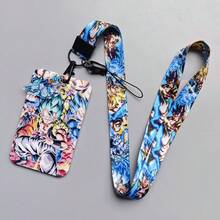 2-In-1 Detachable Lanyard Necklace With Retractable Phone Strap & Card Holder, Creative Slide Cover Card Case For Student ID/Access Card - Multicolor - View 10
