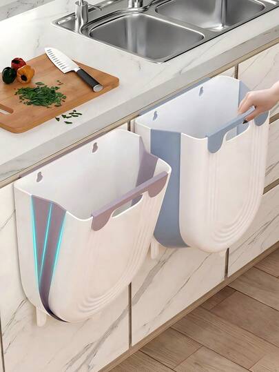 Thùng rác treo tường bằng nhựa PP dung tích lớn, có thể gập lại, tiết kiệm không gian, kiểu dáng hiện đại tối giản hình chữ U, không cần khoan, miệng thùng rộng rãi, vật dụng thiết yếu cho tủ bếp, phòng tắm, ký túc xá, giúp sắp xếp nhà cửa gọn gàng.