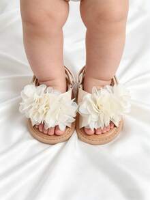 Infant Girls' Elegant White Outdoor Sandals, Summer Toddler Shoes - Apricot - View 3