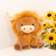 29cm/11,41 pulgadas Vaca de las Tierras Altas sentada de peluche, juguete de peluche suave y esponjoso, adecuado para decoración de habitaciones, regalos de cumpleaños para niños, Día de la Madre, temporada de graduación, aniversario de bodas, Año Nuevo, Navidad. - Multicolor - Ver 3